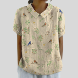 Robin | Perched Bird Linen Top