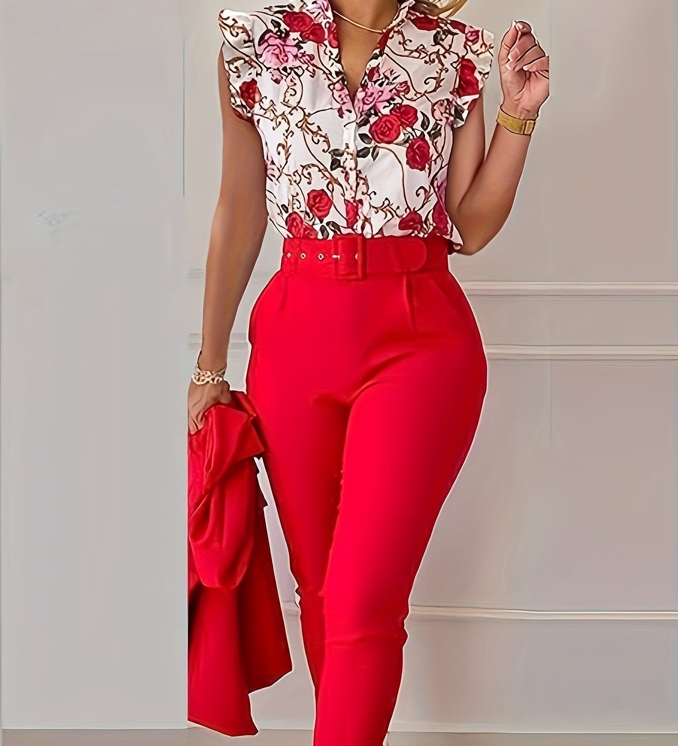 Florabel | Elegant Ruffle-Sleeve Set