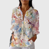 Josephine | Pastel Watercolor Splash Blouse