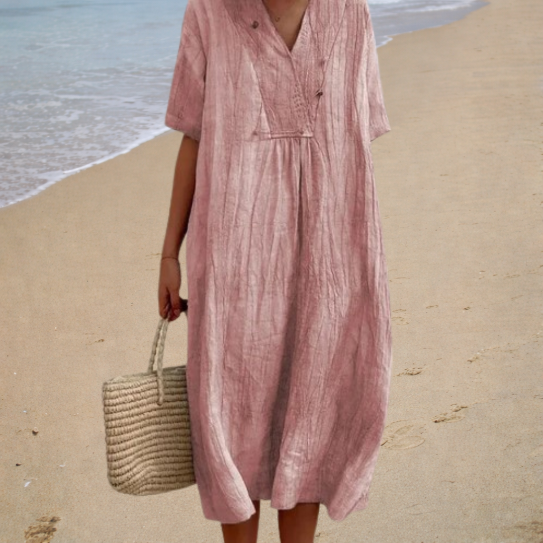 Adelaide | Sky Blue Textured Linen Dress