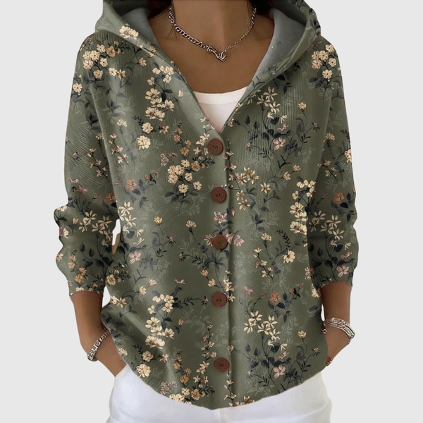 Ivy | Olive Floral Hooded Cardigan