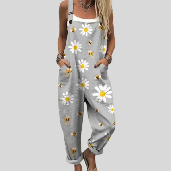 Valerie | Gray Dungarees Daisies and Bees