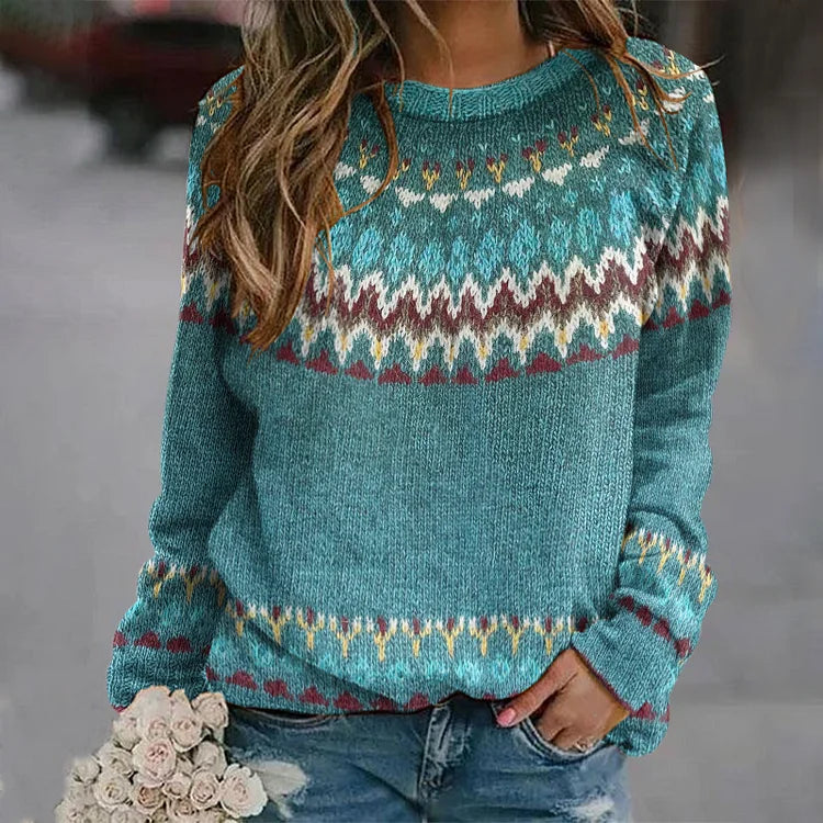 Regina | Sweater with Retro Wave Pattern