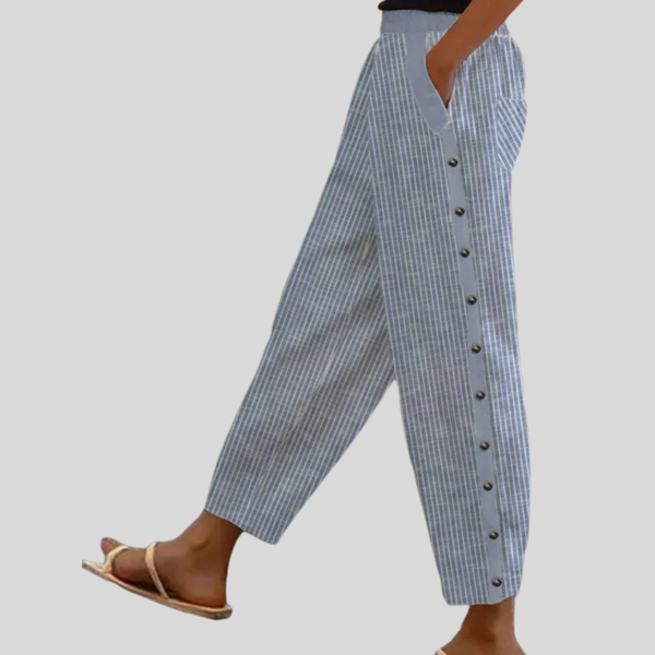 Linaya | Striped Button Pants