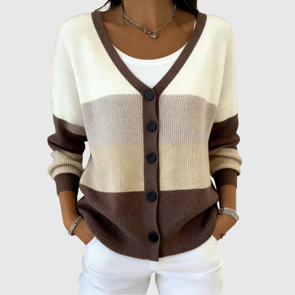 Willa | Cocoa Colour-Block Cardigan